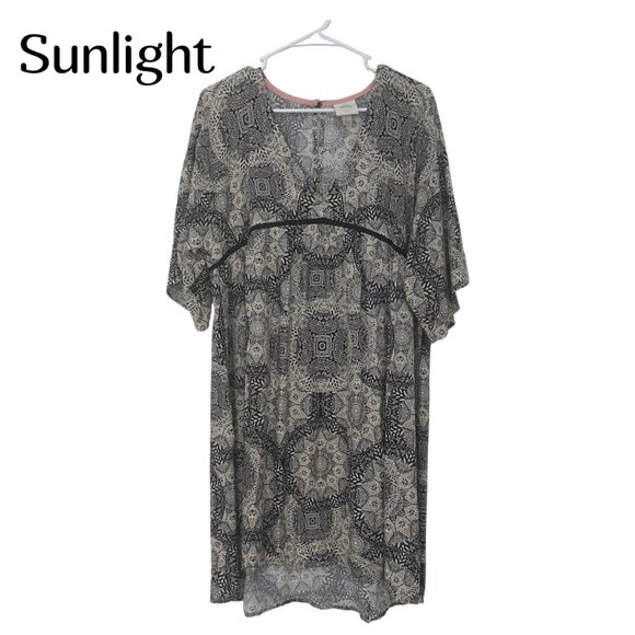 Knox Rose Womens Pop Over Style Mini Dress Size Large Black & White 100% Rayon - Picture 1 of 9
